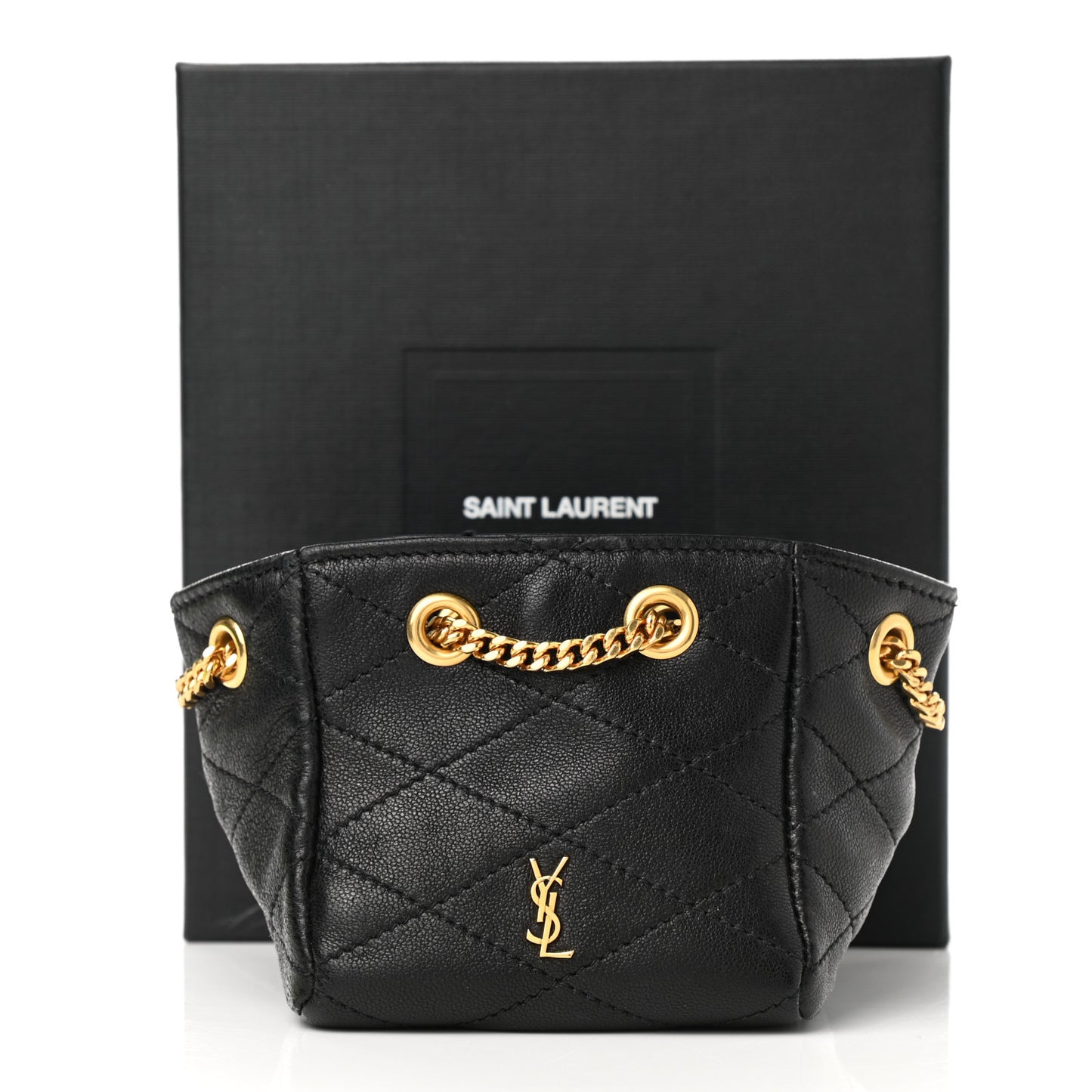 Lambskin Quilted Baby Bucket Bag Black