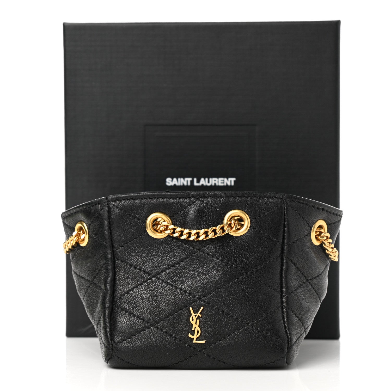 Saint Laurent Lambskin Quilted Baby Bucket Bag Black 7 of 7