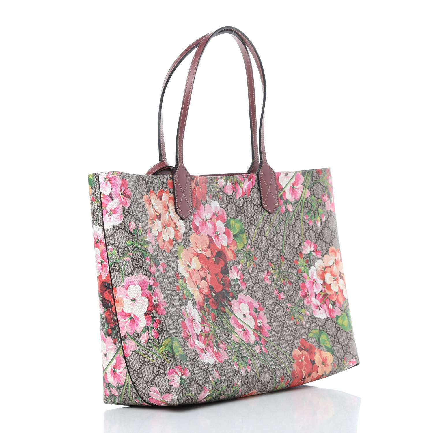 Gucci GG Supreme Monogram Blooms Medium Reversible Tote Beige Multicolor Dry Rose 4 of 18