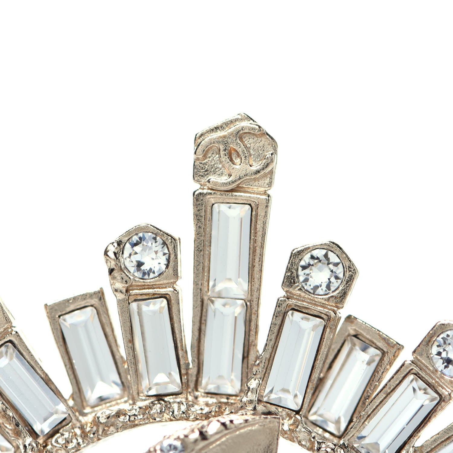 Chanel Crystal Baguette CC Brooch Light Gold 5 of 6