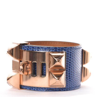 Hermes Lizard Collier De Chien CDC Bracelet T3 Bleu Saphir 3 of 5
