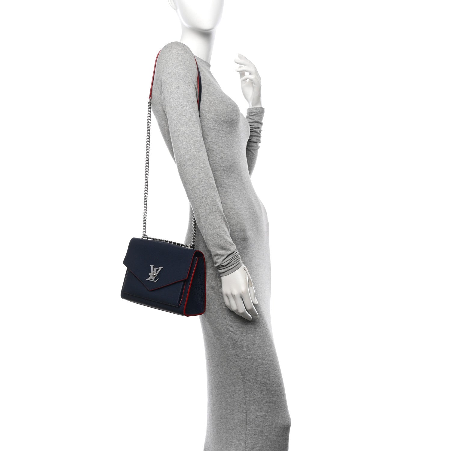 Louis Vuitton Soft Calfskin Mylockme Chain Bag BB Marine Rouge 2 of 10