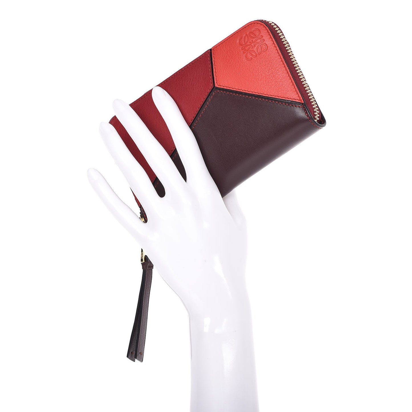 Calfskin Medium Puzzle Colorblock Zip Around Wallet Multicolor