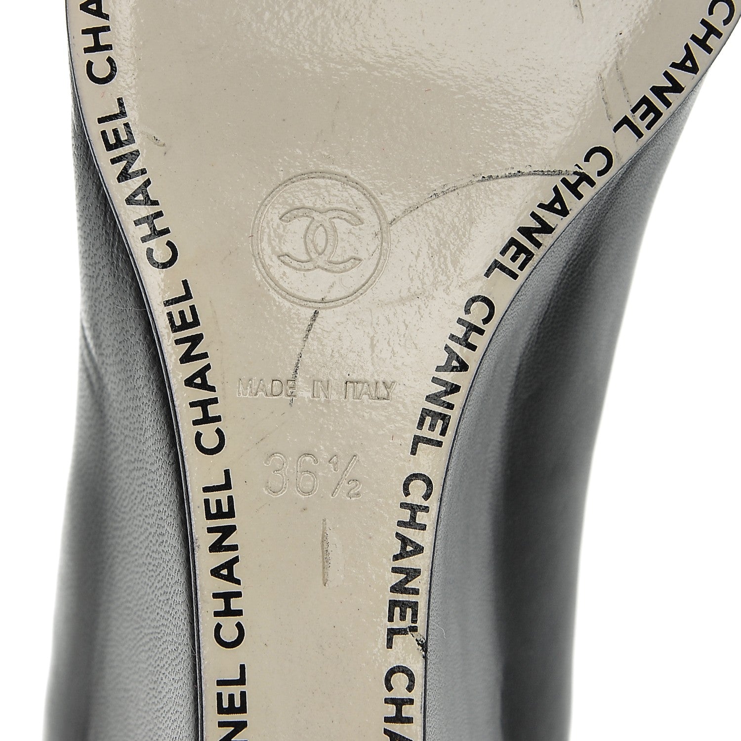 Chanel Lambskin Patent Cap Toe Wedges 36.5 Black 7 of 7