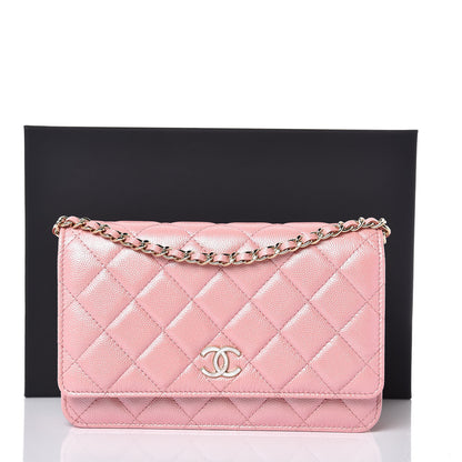 Chanel Iridescent Caviar Quilted Wallet on Chain WOC Rose Pink 9 of 9