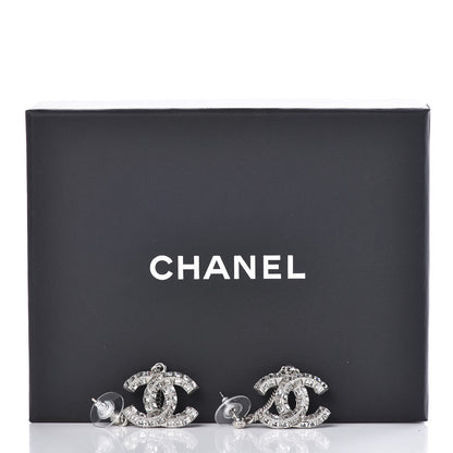 Chanel Baguette Crystal CC Drop Earrings Silver 4 of 4