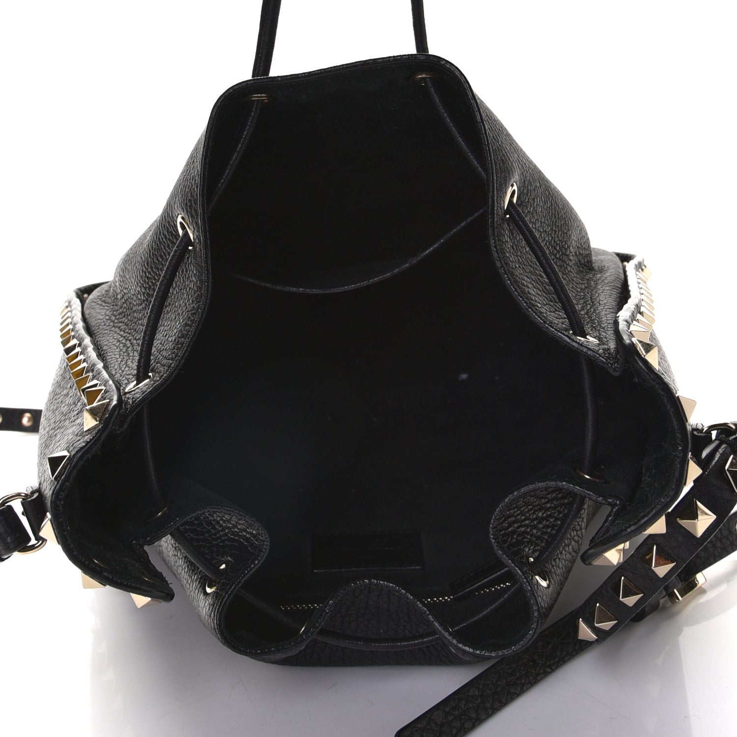 Valentino Garavani Grained Calfskin Rockstud Bucket Bag Black 4 of 9
