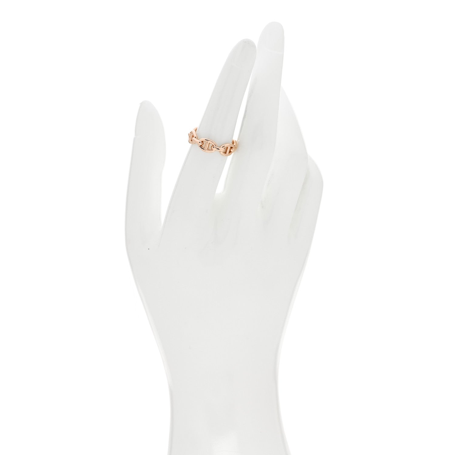 Hermes 18K Rose Gold PM Chaine D'Ancre Enchainee Ring 53 6.5 2 of 9