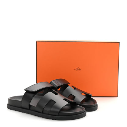 Hermes Calfskin Womens Chypre Sandals 37 Black 10 of 10