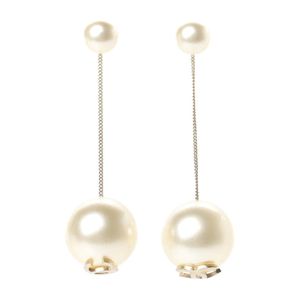 Chanel Pearl CC Chain Drop Earrings Gold 1 of 4