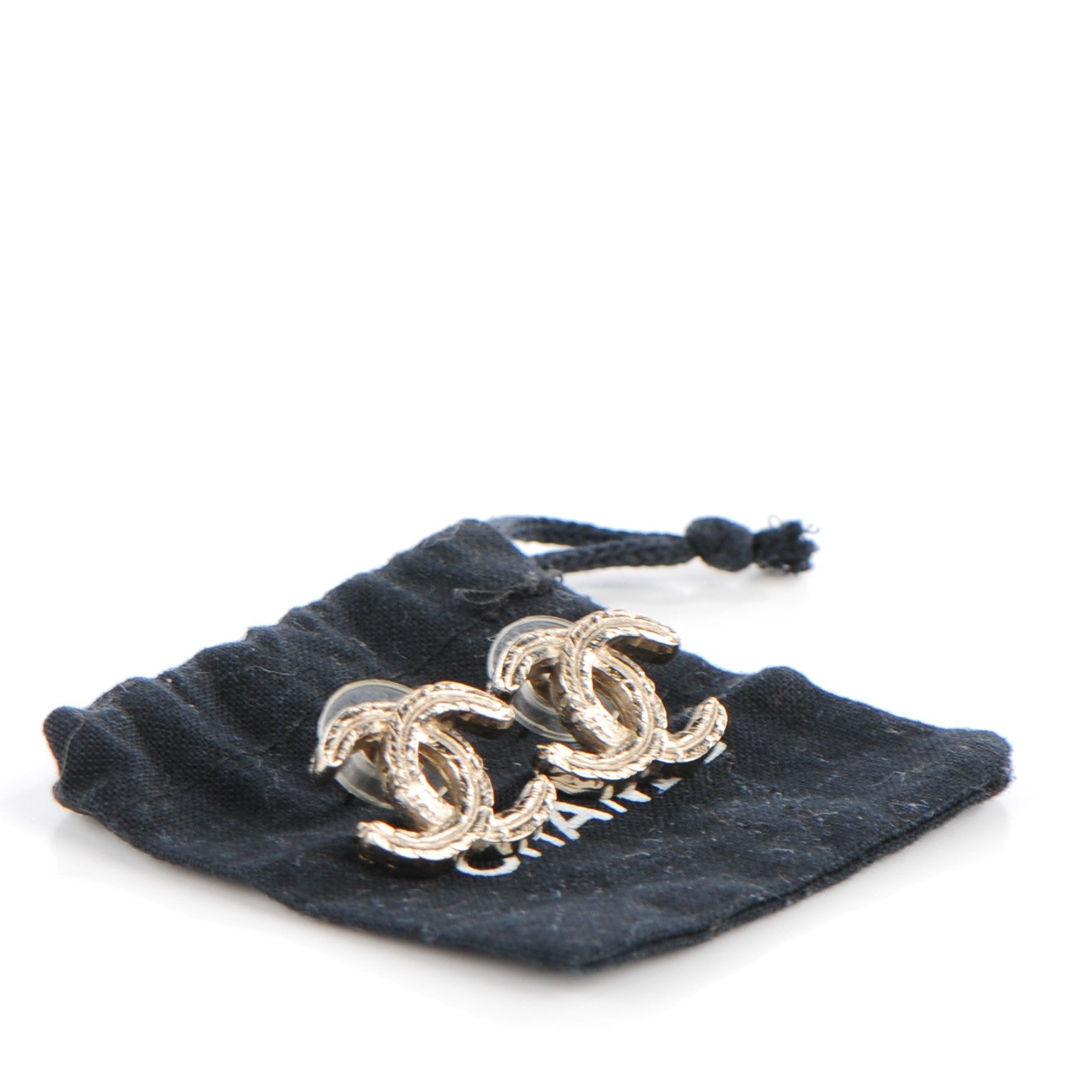 Chanel Feather CC Earrings Light Gold 5 of 5
