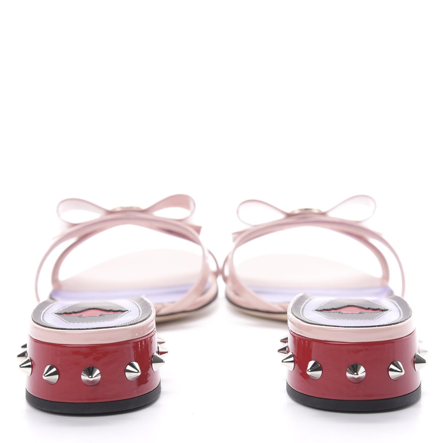 Gucci Patent GG Bow Sadie Spike Low Heel Slide Sandals 40 Perfect Pink 6 of 10