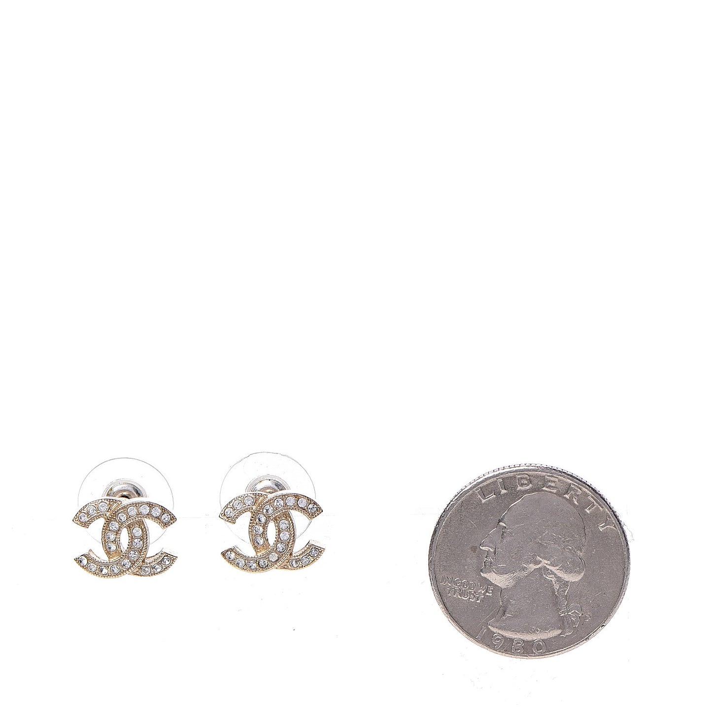 Crystal Mini CC Earrings Gold