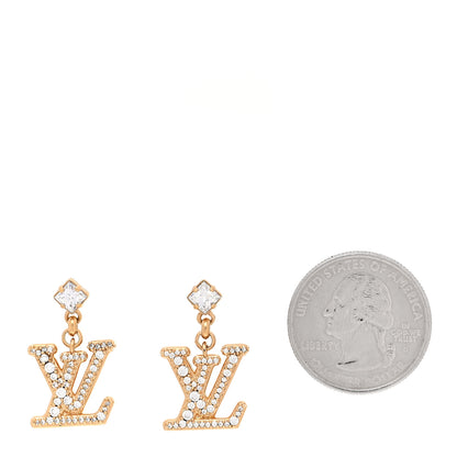 Louis Vuitton Crystal Lady LV Earrings Gold 2 of 4