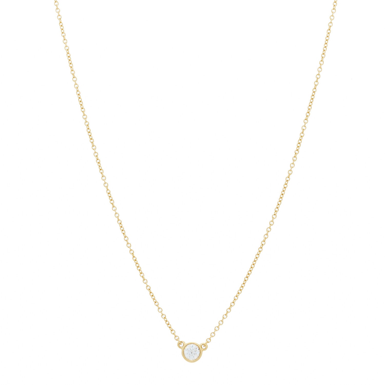 Tiffany 18K Yellow Gold Diamond .17ct Elsa Peretti Diamonds by the Yard Pendant Necklace 1 of 6