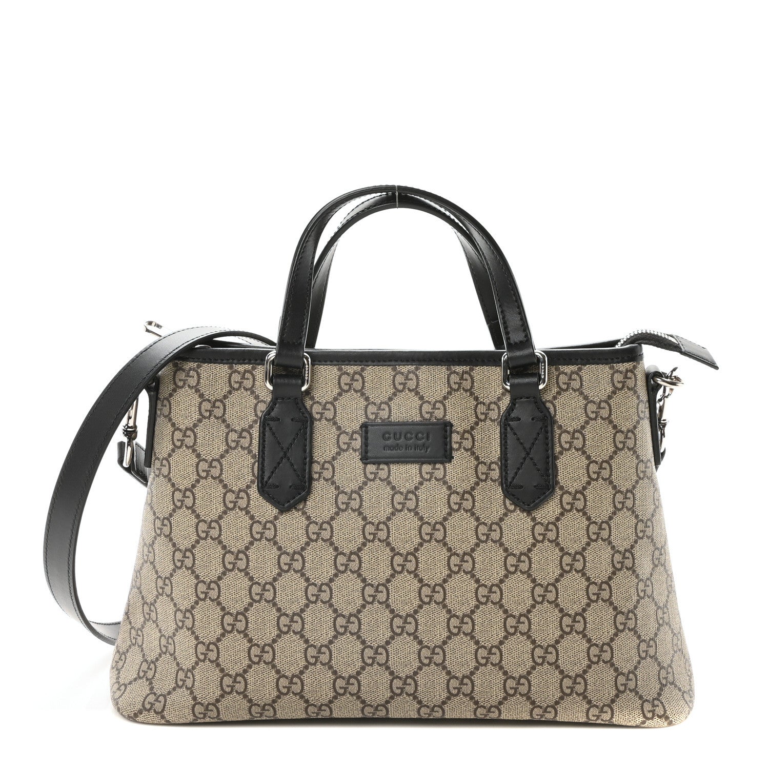 Gucci GG Supreme Monogram Small Zippered Tote Dark Brown 1 of 10