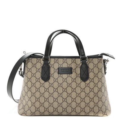 Gucci GG Supreme Monogram Small Zippered Tote Dark Brown 1 of 10