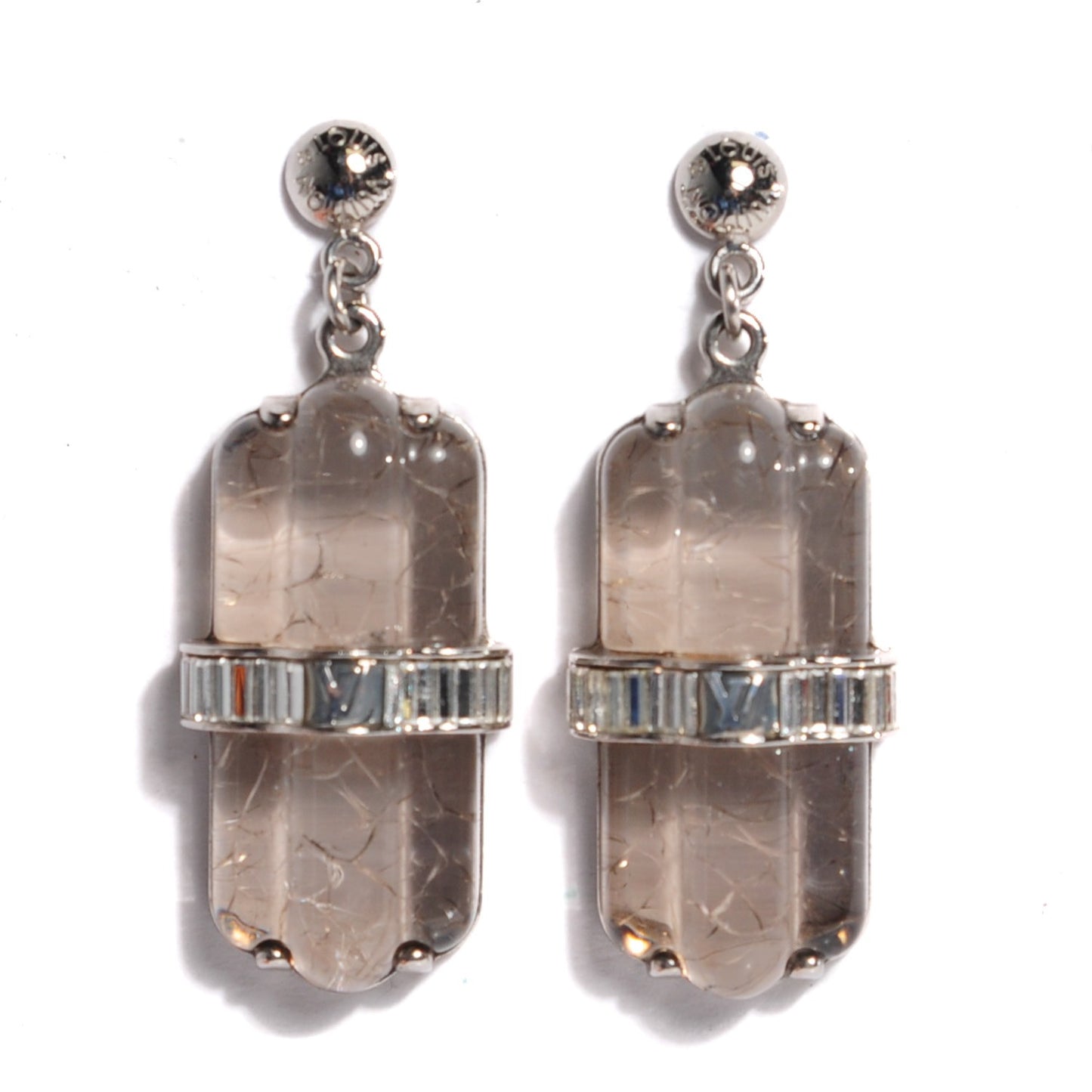Wrapped Resin Drop Earrings Silver