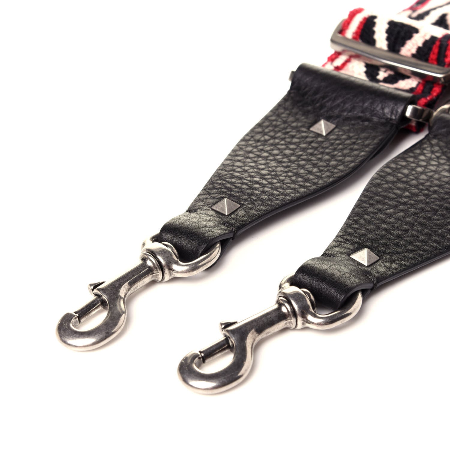 Valentino Garavani Canvas Geometric Embroidered Rockstud Guitar Strap Red Pink 4 of 8