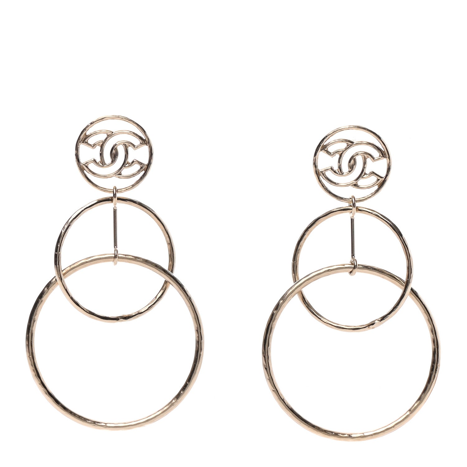 Chanel CC Dangle Double Circle Earrings Silver 1 of 4