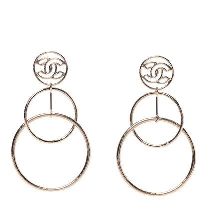 Chanel CC Dangle Double Circle Earrings Silver 1 of 4