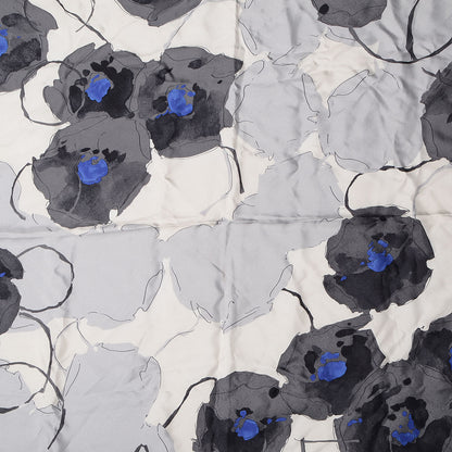 Chanel Silk Camellia Flower Square Scarf Grey 1 of 5