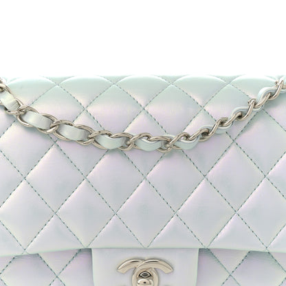 Chanel Iridescent Calfskin Quilted Medium Double Flap Light Blue 8 of 11
