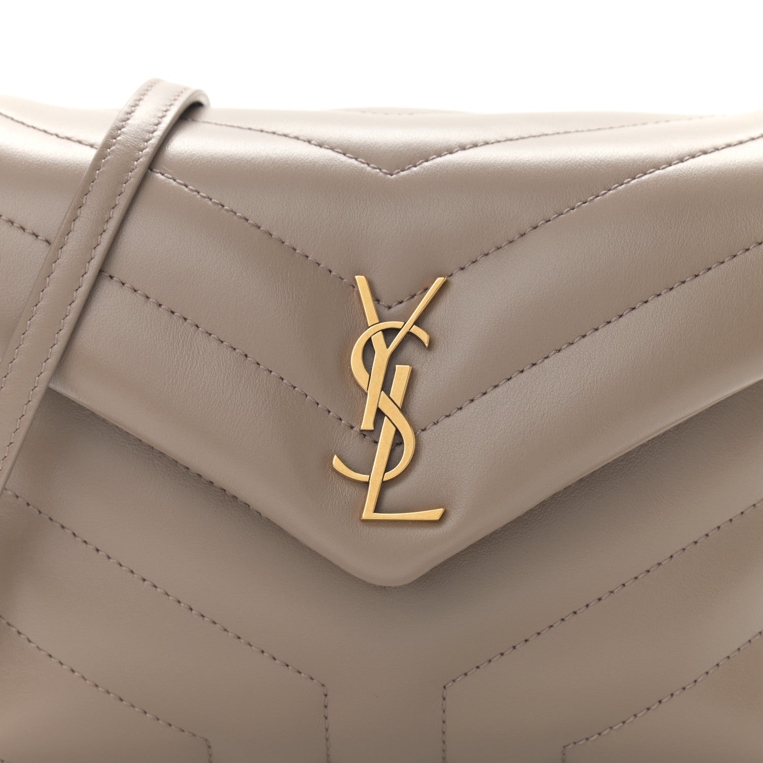 Saint Laurent Calfskin Y Quilted Monogram Toy Loulou Crossbody Bag Taupe 8 of 11