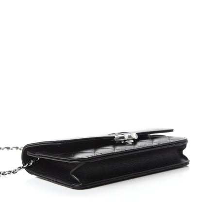 Chanel Grained Calfskin Quilted CC Box Wallet On Chain WOC Black 4 of 12