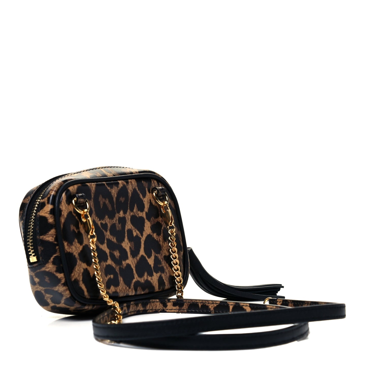 Calfskin Heart Leopard Print Monogram Baby Lou Camera Bag Toffee