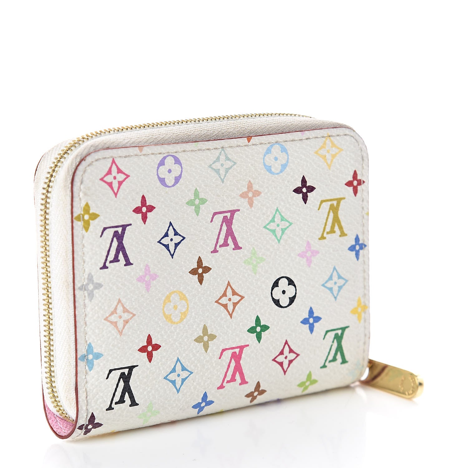 Louis Vuitton Monogram Multicolor Zippy Coin Purse Wallet White Litchi 3 of 6
