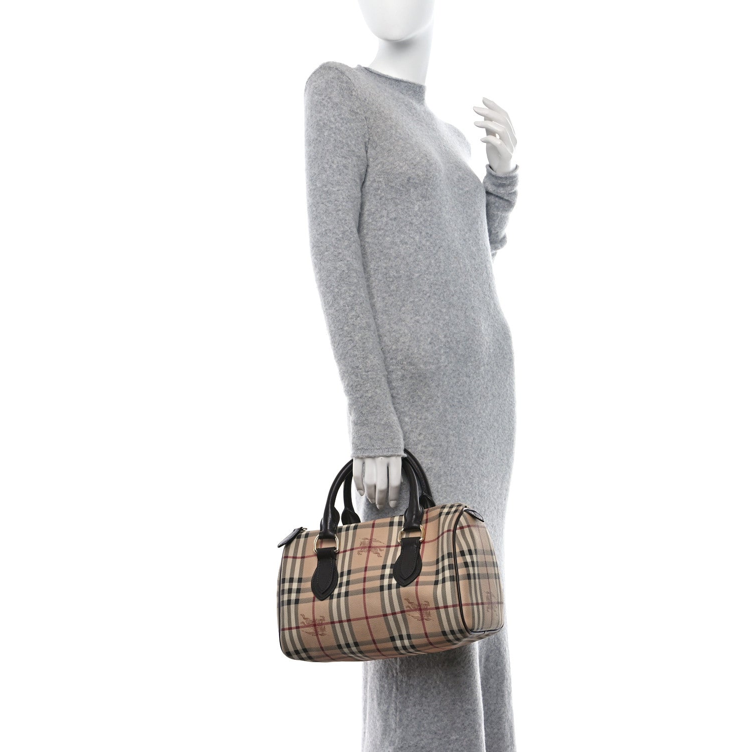 Burberry Haymarket Check Small Chester Bowling Bag Chocolate 3 of 12
