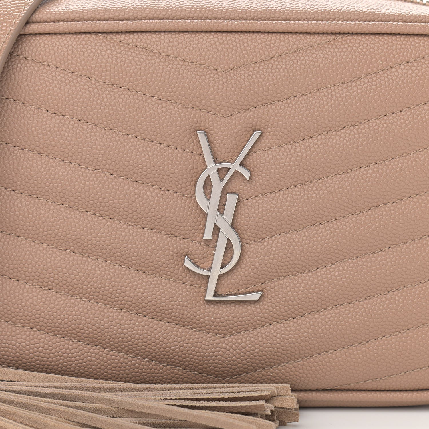 Saint Laurent Grain De Poudre Matelasse Monogram Mini Lou Camera Bag Dark Beige 8 of 12