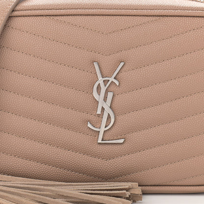 Saint Laurent Grain De Poudre Matelasse Monogram Mini Lou Camera Bag Dark Beige 8 of 12