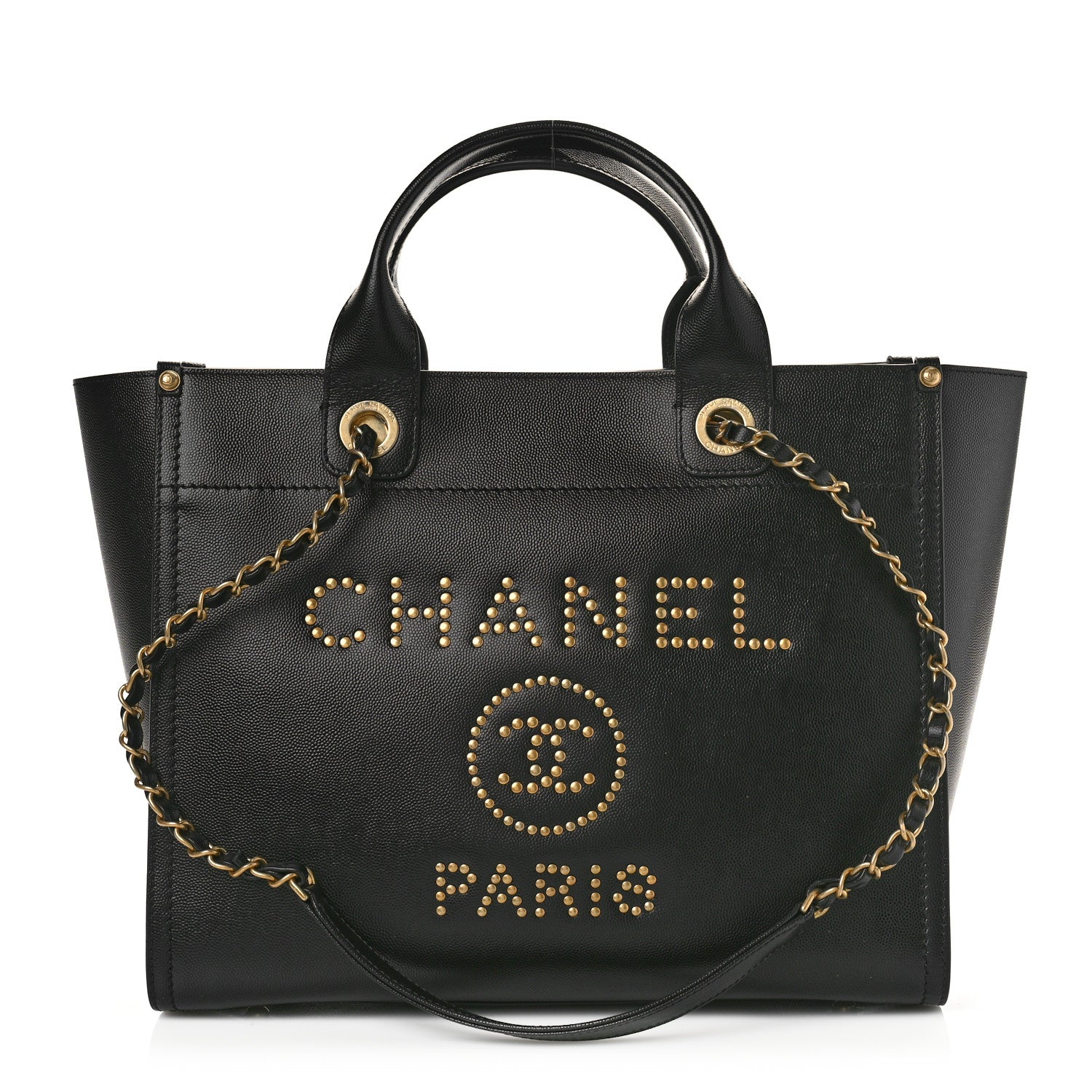 Chanel Caviar Small Studded Deauville Tote Black 1 of 9