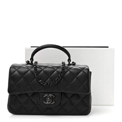 Chanel Lambskin Quilted Mini Top Handle Rectangular Flap So Black 11 of 11