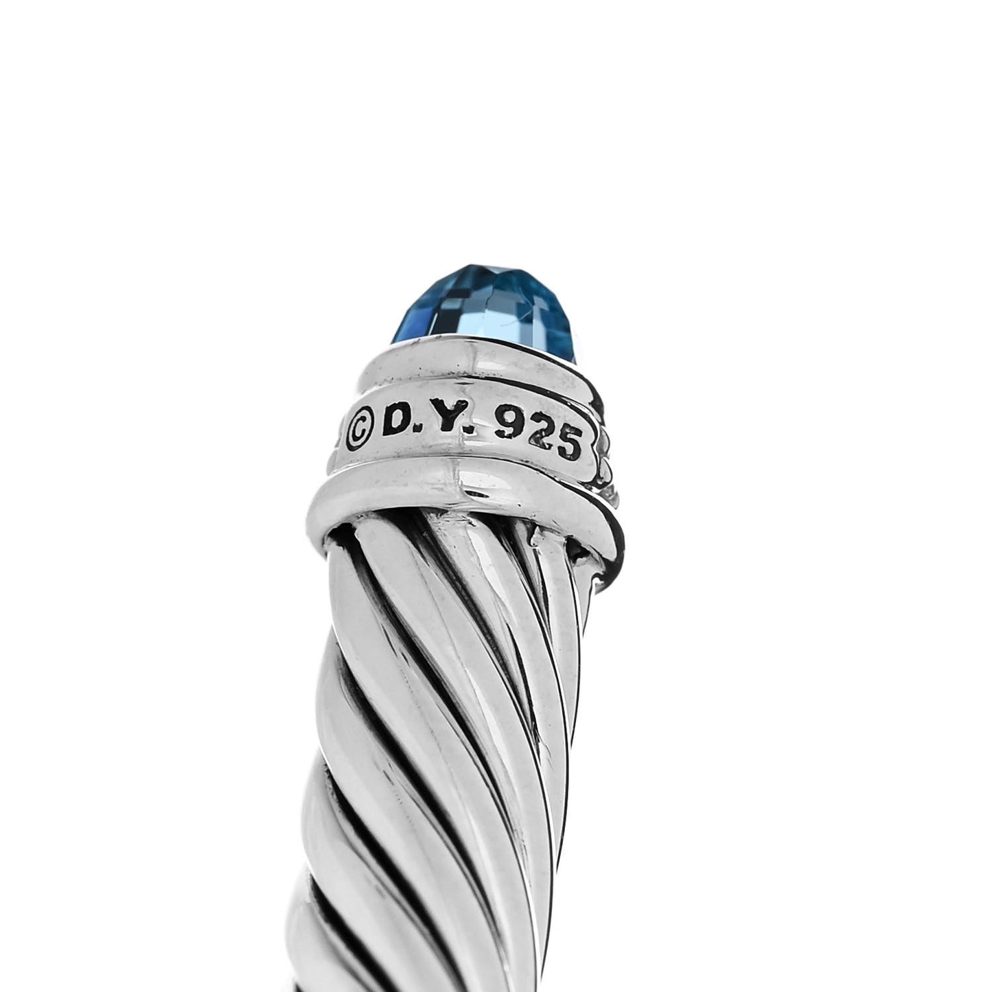 Sterling Silver Diamond Blue Topaz 5mm Cable Classics Bracelet