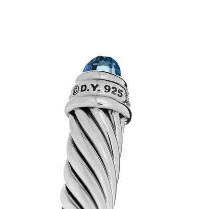 David Yurman Sterling Silver Diamond Blue Topaz 5mm Cable Classics Bracelet 3 of 3