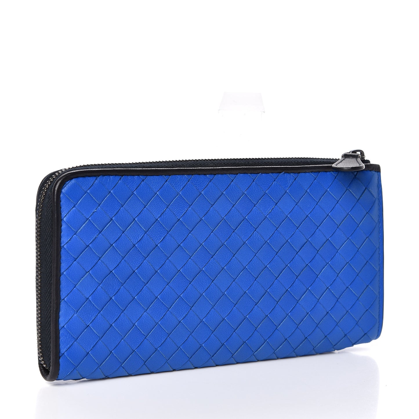 Nappa Intrecciato Zip Around Wallet Blue