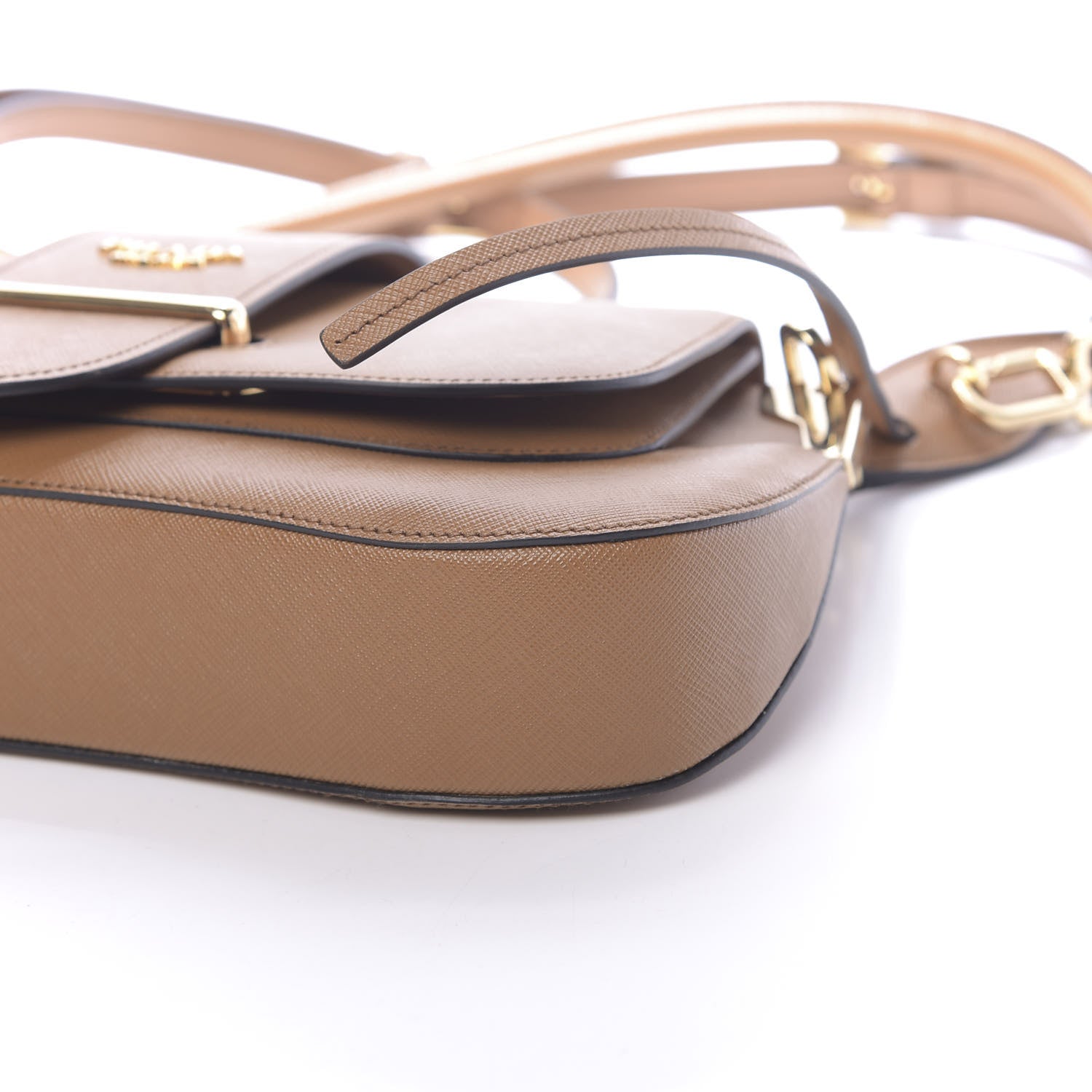 Prada City Calfskin Saffiano Sidonie Shoulder Bag Caramel 9 of 9