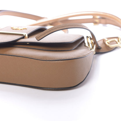 Prada City Calfskin Saffiano Sidonie Shoulder Bag Caramel 9 of 9