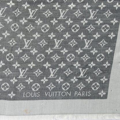 Louis Vuitton Wool Silk Monogram Denim Shawl Black 4 of 6