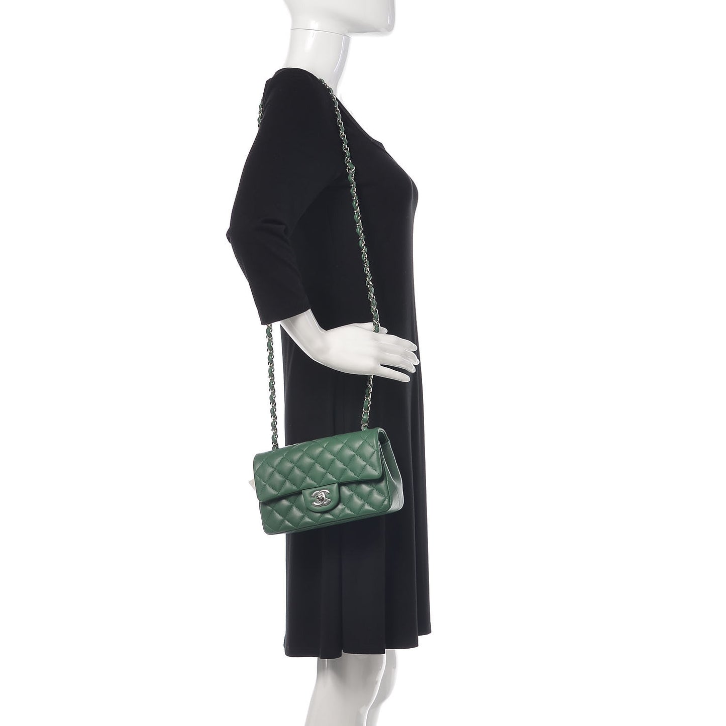 Lambskin Quilted Mini Rectangular Flap Green