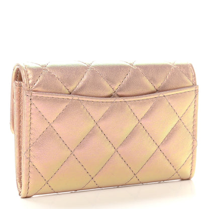 Chanel Iridescent Calfskin Quilted Flap Card Holder Wallet Pink 3 of 9