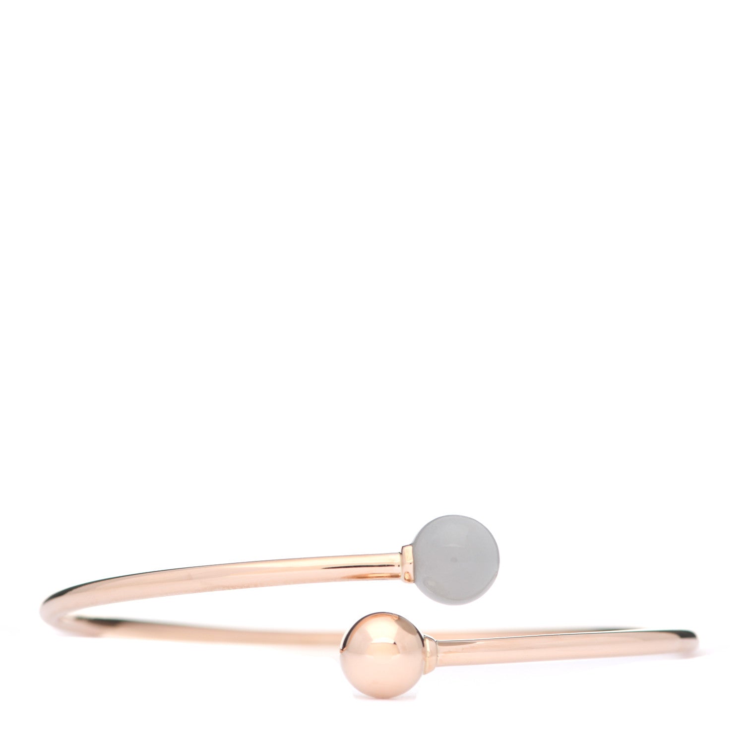 Tiffany 18K Rose Gold Gray Moonstone 8mm HardWear Ball Bypass Bracelet 1 of 4