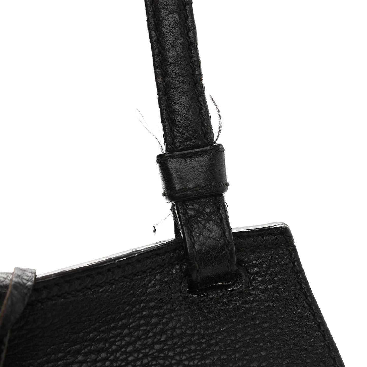 Pebbled Calfskin Medium Bamboo Daily Flap Shoulder Bag Black