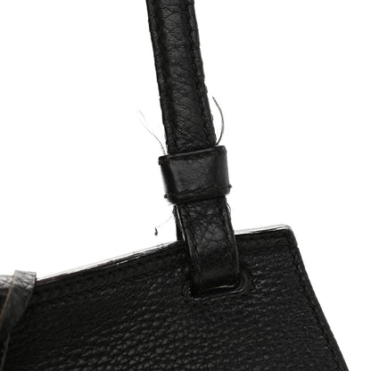 Gucci Pebbled Calfskin Medium Bamboo Daily Flap Shoulder Bag Black 10 of 17