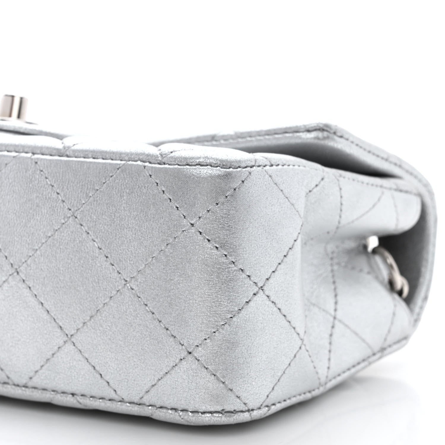 Chanel Metallic Lambskin Quilted Mini Rectangular Flap Silver 10 of 10