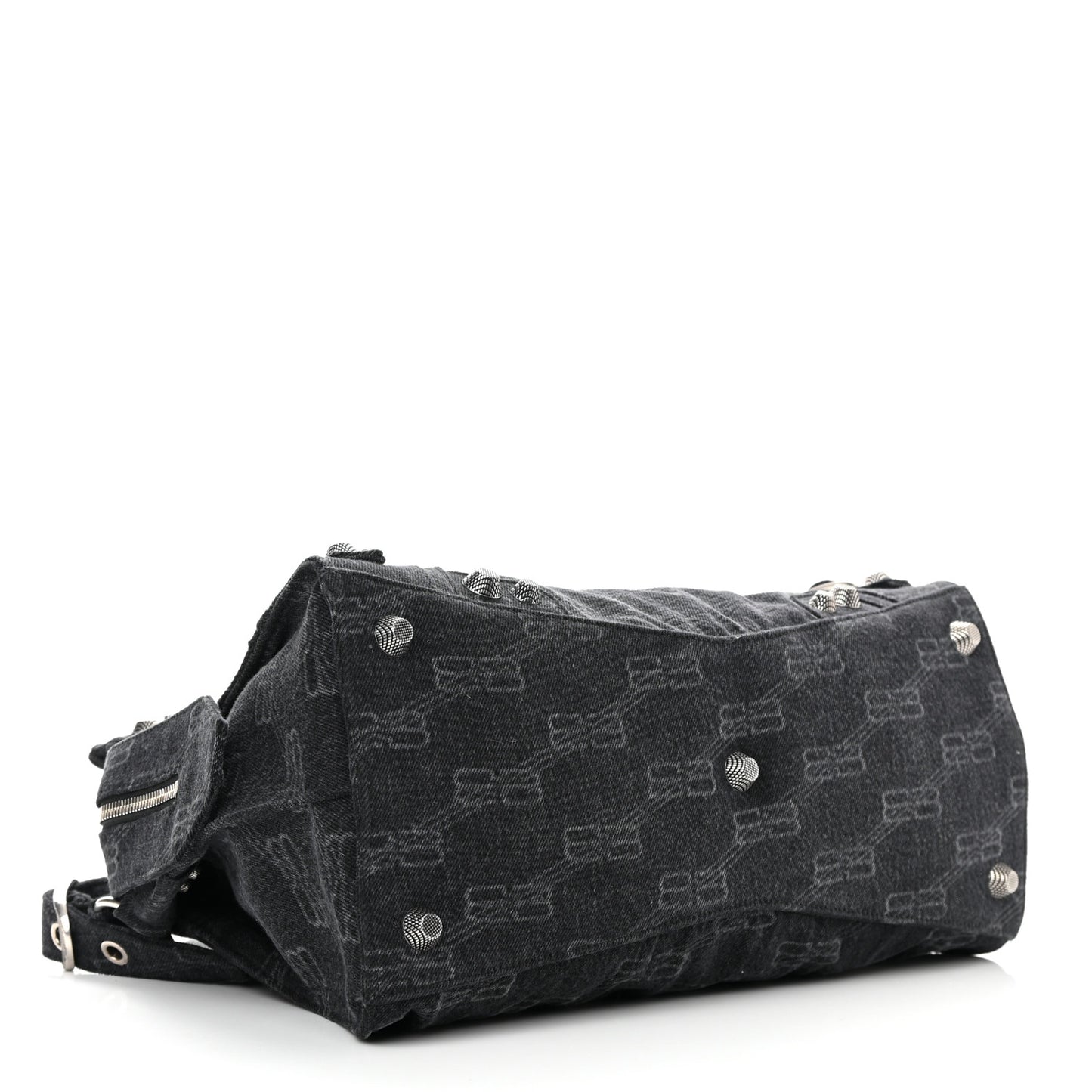 Washed Denim BB Monogram Neo Cagole City Handbag Black