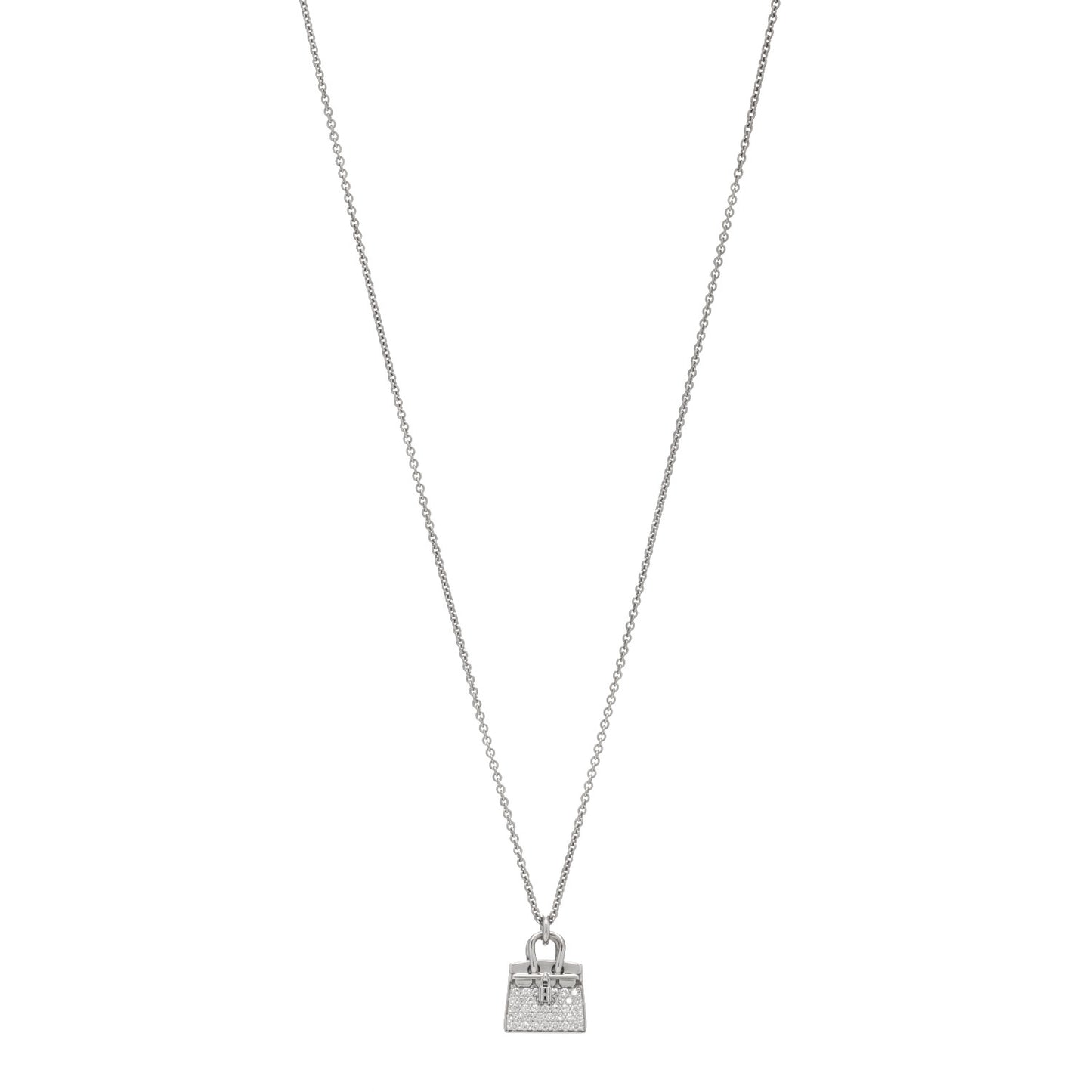 18K White Gold Diamond Birkin Amulette Pendant Necklace